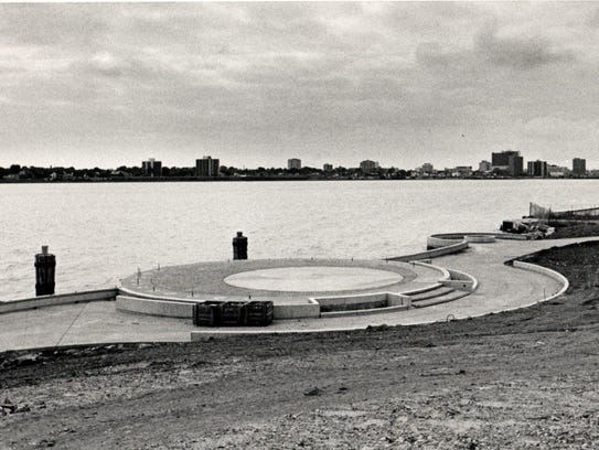 Chene Park under construction on the riverfront. It