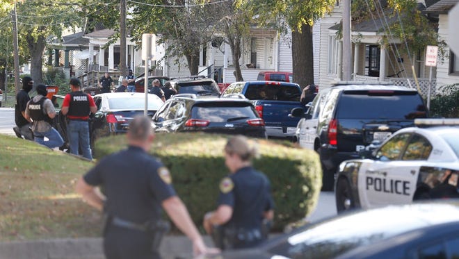 Police respond to a standoff situation on Tuesday afternoon on South Market Avenue.