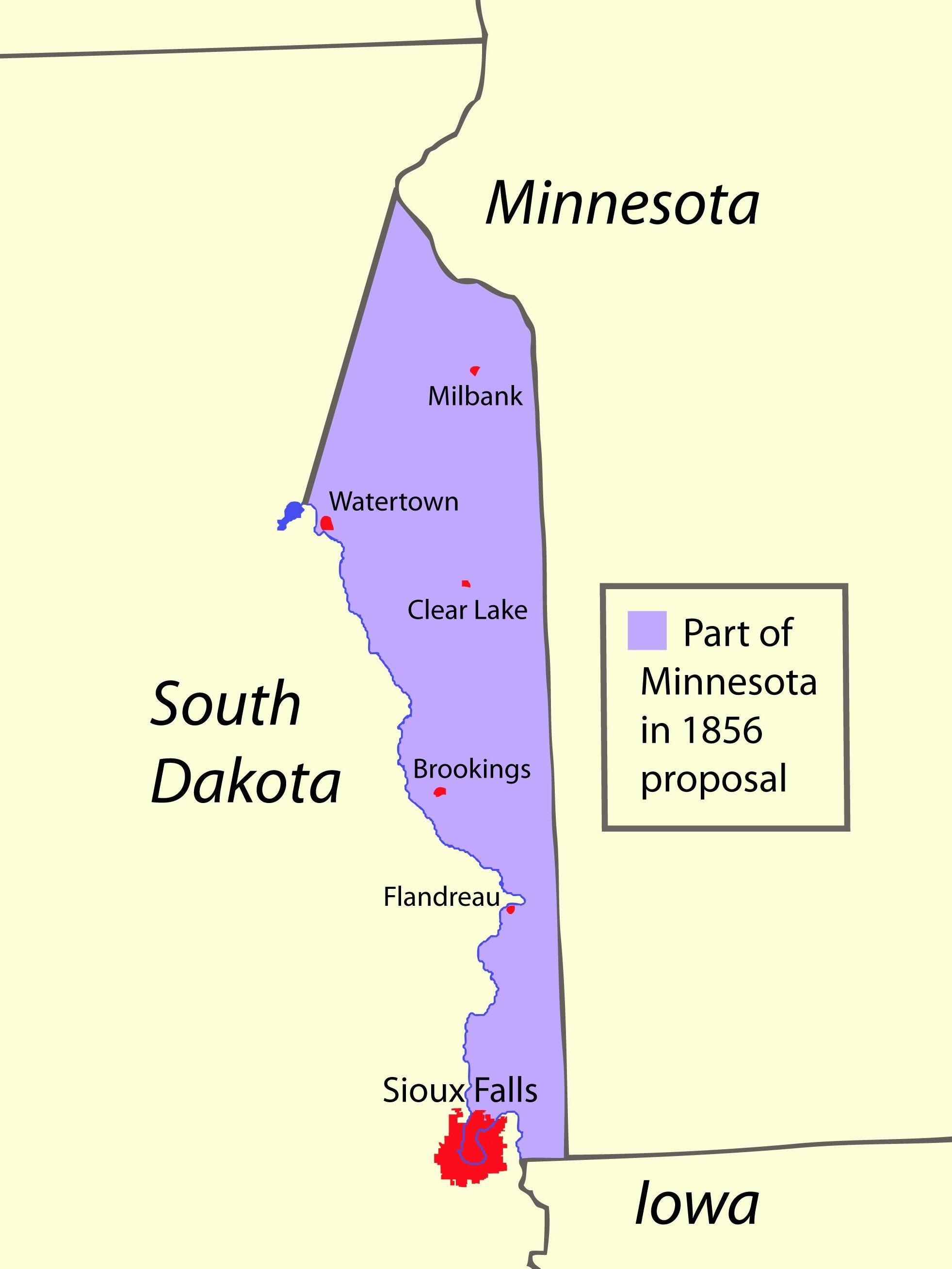 Minnesota South Dakota Border Map Part Of Sioux Falls Almost Was Minnesota