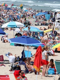 Summer crowd on the beach at Ortley Beach, 2014