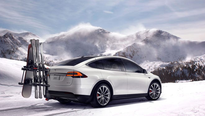 Tesla's Model X, shown here, might be joined by a smaller Model Y crossover vehicle in the future.