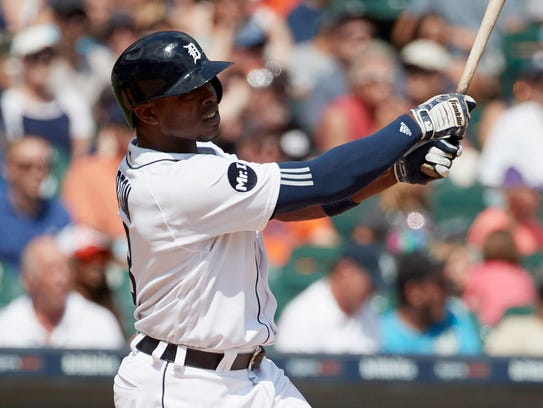 Justin Upton hits a two-run double in the sixth inning