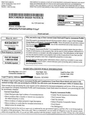 maricopa deed homeowners copy deeds recipients urge beware