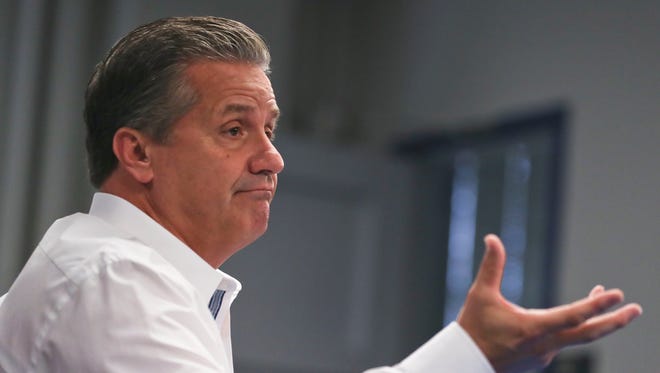Kentucky basketball coach John Calipari talked about the shape of his team as well as getting peppered with questions regarding the FBI investigation into Nike. 'We haven't been contacted by the NCAA,' said Calipari.