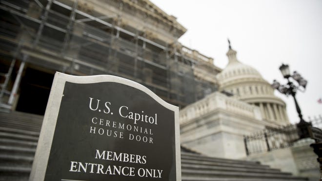 The House Chamber of the U.S. Capitol Building in Washington, Friday, Feb. 22, 2019. House Democrats have introduced a resolution Friday to block the national emergency declaration that President Donald Trump issued last week to fund his long-sought wall along the U.S-Mexico border, setting up a fight that could result in Trump's first-ever veto.