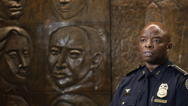 Interim Atlanta Police Chief Rodney Bryant speaks to the Associated Press on Thursday, June 18, 2020, in Atlanta. On Saturday, June 13, Former Atlanta Police Chief Erika Shields resigned after an officer fatally shot Rayshard Brooks after a struggle in a Wendy's restaurant parking lot.