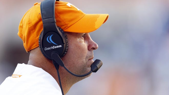 Tennessee head coach Jeremy Pruitt watches from the sideline during a game against Georgia State on Aug. 31, 2019, in Knoxville, Tenn.