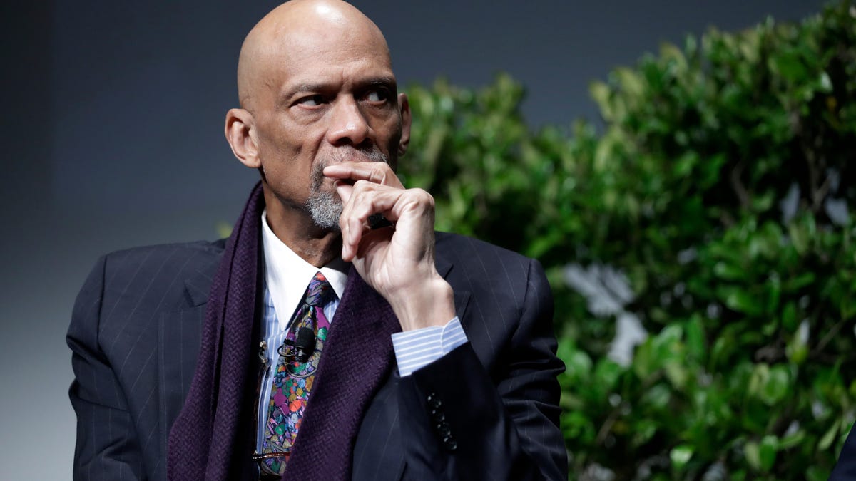 FILE - Former NBA player Kareem Abdul-Jabbar attends a sports and activism panel entitled "From Protest to Progress: Next Steps" Jan. 24, 2017, in San Jose, Calif. (AP Photo/Marcio Jose Sanchez, File)
