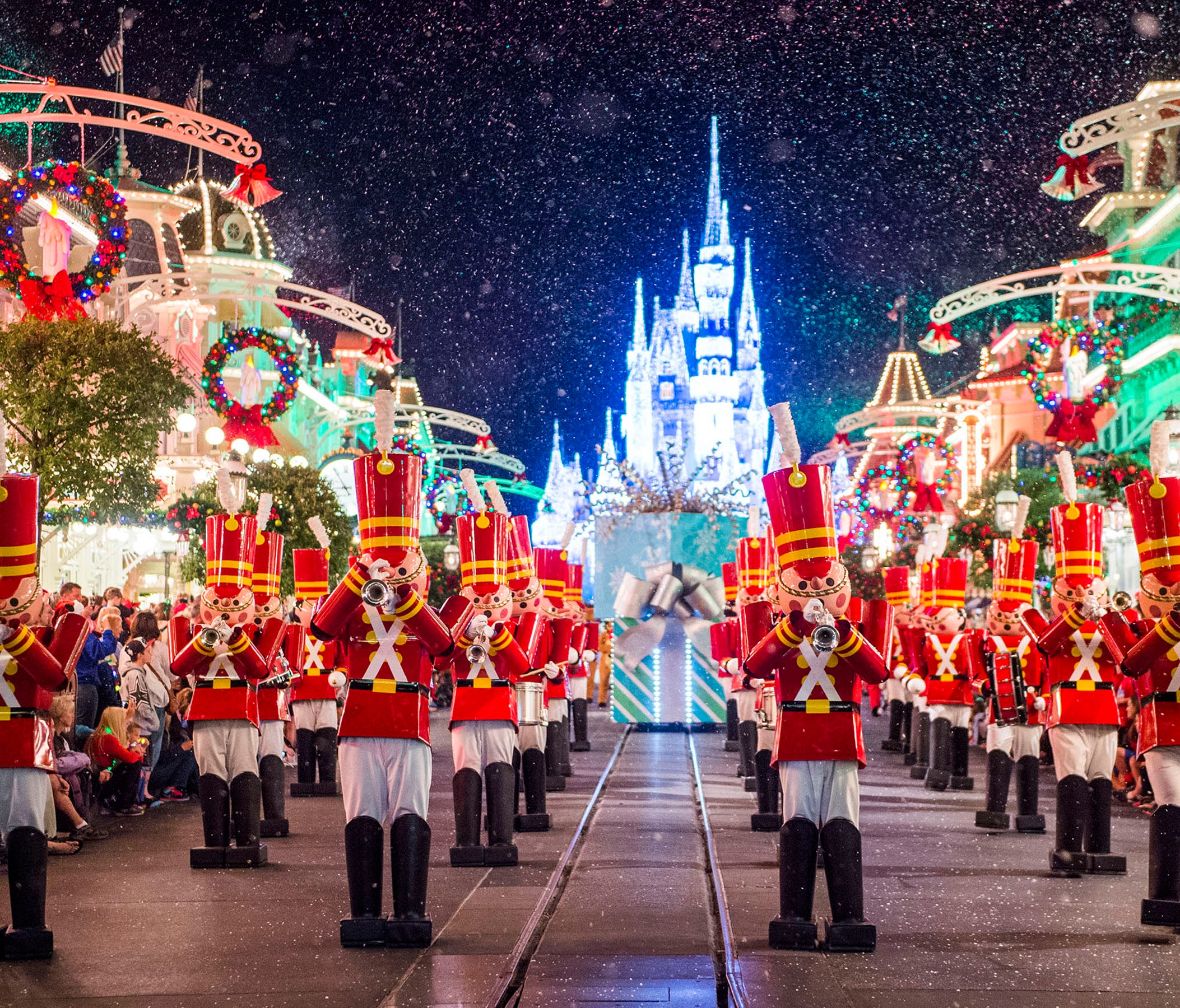 Toy soldiers parade down Main Street, U.S.A., at Magic Kingdom during 