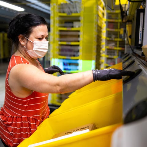 Amazon warehouse fulfillment center worker