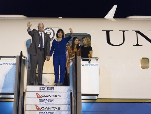 Pence and his family arrive at Sydney International