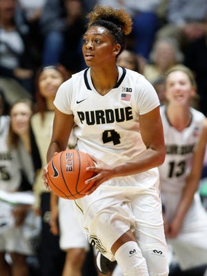 Torrie Thornton looks to pass on a Purdue fast break against Incarnate Word Thursday, December 10, 2015, at Mackey Arena. Purdue dismantled Incarnate Word 95-27.
