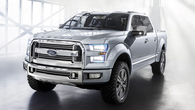This larger-than-life Ford Atlas Concept, unveiled at the Detroit auto show in January, is what Ford calls 'a bold vision' of the new F-150, due next year. It won  Autoweek Magazine's award for Most Significant Vehicle at the detroit show. It's larger than a production model, to make a big impression.