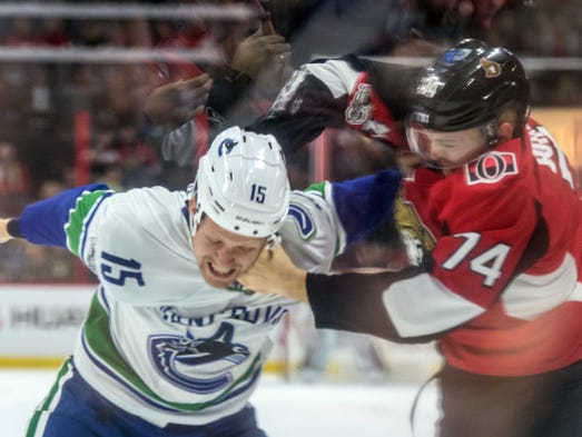 Oct. 17: Vancouver Canucks right wing Derek Dorsett