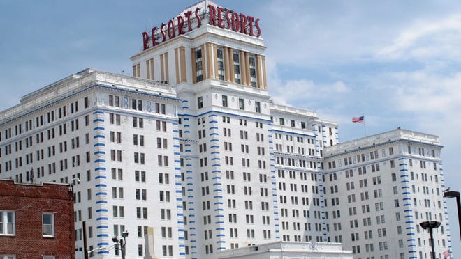 This Aug. 25, 2015 photo shows the exterior of Resorts Casino Hotel in Atlantic City, N.J. On Wednesday, Aug. 26, resorts will open a $9.4 million expansion of its meeting and conference space, the latest milestone in the casino's return to profitability after nearly shutting down five years ago. (AP Photo/Wayne Parry)