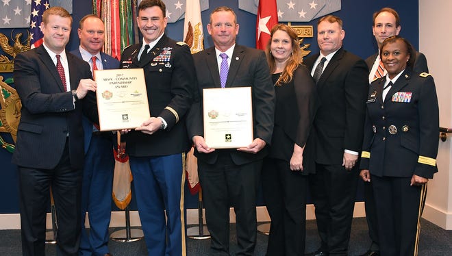 Ryan D. McCarthy, Under Secretary of the Army, host the 2017 Army Community Partnership Program Awards at the Pentagon Hall of Heroes in Washington D.C., Dec. 4, 2017   (U.S. Army photo by Darrell Hudson)