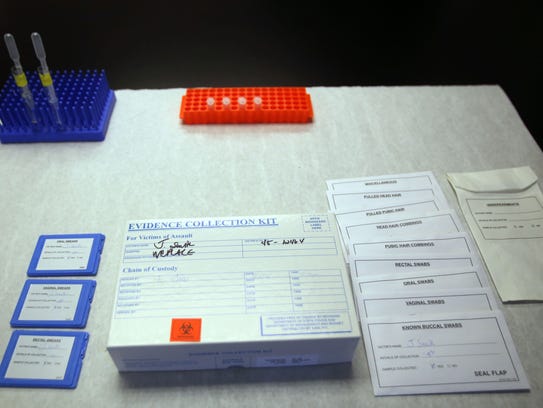 Example of a sexual assault kit in a lab at the MSP