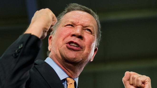 Republican presidential candidate John Kasich speaks at a rally in Ohio on March 15, 2016.