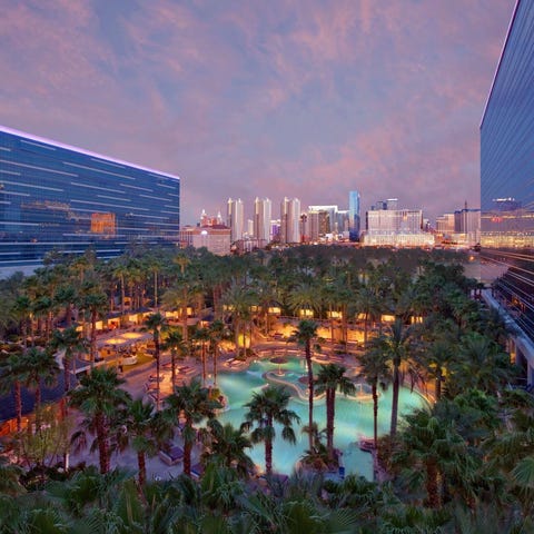 The pools at the Hard Rock Hotel and Casino Las...