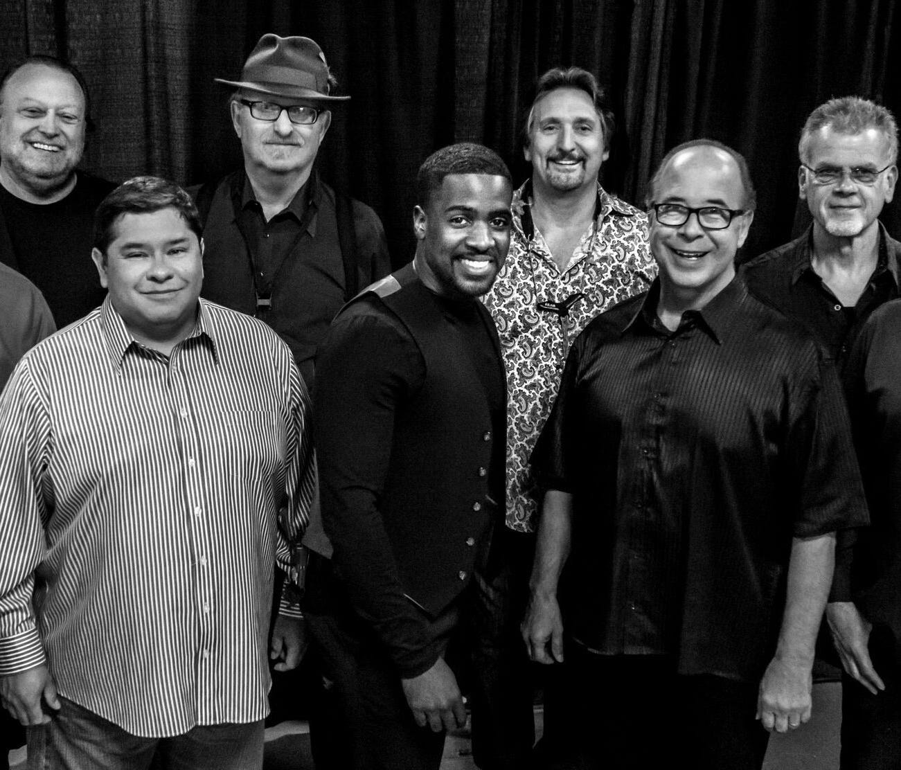 This Aug. 2016 photo provided by courtesy of Tower of Power/Webster Public Relations, shows the band members from Tower of Power, from left, Rocco Prestia, Roger Smith, Sal Cracchiolo, Adolfo Acosta, Stephen 