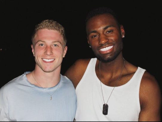 Brad Neumann, left, and Justin Rabon, right, are out