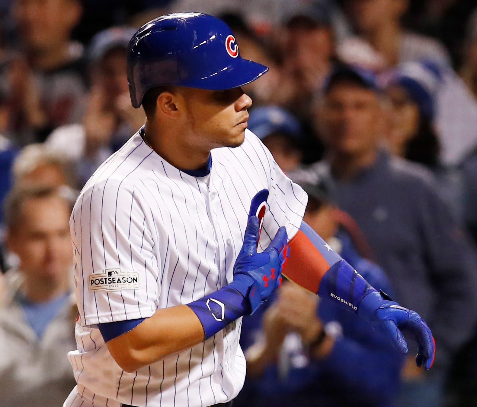 Willson Contreras celebrates after his Game 4 home run.