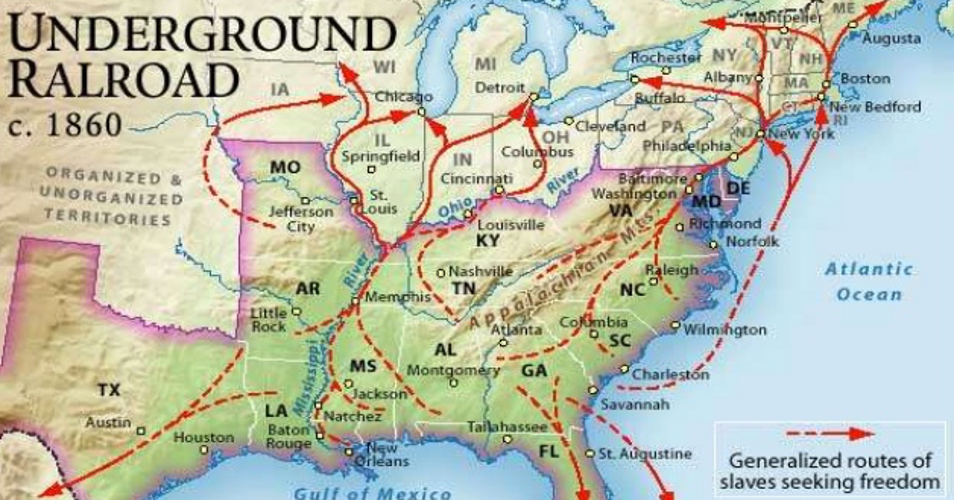 A Map Of The Underground Railroad