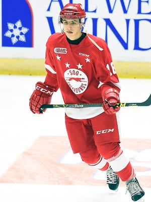 Morgan Frost entered Saturday's game against the Guelph Storm on a 16-game point streak with 34 points in that span.