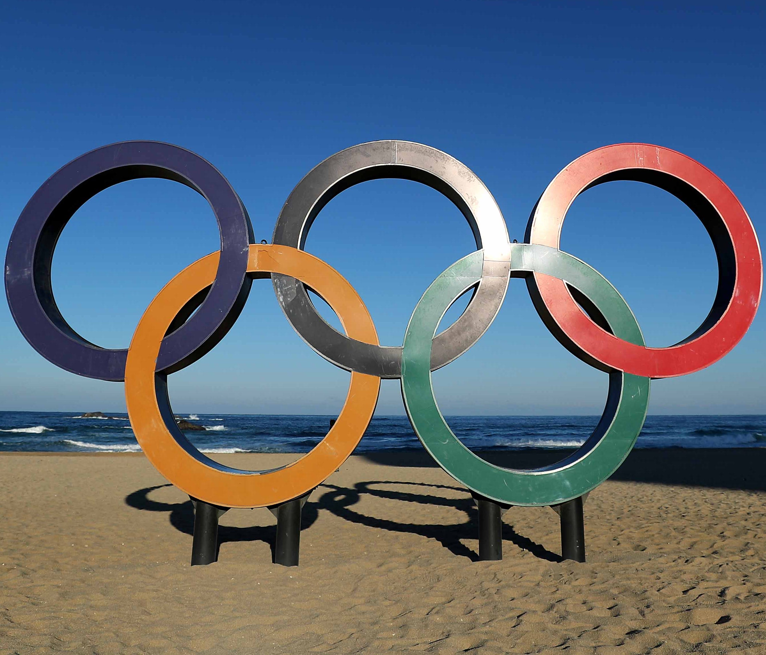 The Olympic Rings on the beach at Gangneung ahead of the Pyeongchang 2018 Winter Olympics.