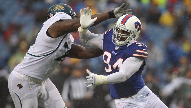 Bills defensive end Mario Williams rushes the passer against Jacksonville in 2012. The two teams will square off Sunday in London.