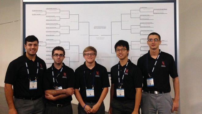 The UL Lafayette Department of Petroleum Engineering’s quiz bowl team has earned a trip to Dubai, the United Emirates, thanks to a strong showing in recent international competition. Team members, from left, are:  Gavin Parria, Joseph Kravets, Garrett Thibodeaux, Stephen Au and Jonathan Snyder.