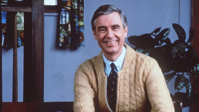 Fred Rogers on the set of his television show, "Mister Rogers' Neighborhood."