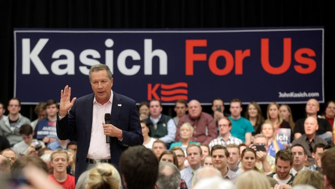Republican presidential candidate Ohio Gov. John Kasich speaks at a town hall event at Utah Valley University, Friday, March 18, 2016, in Orem, Utah.