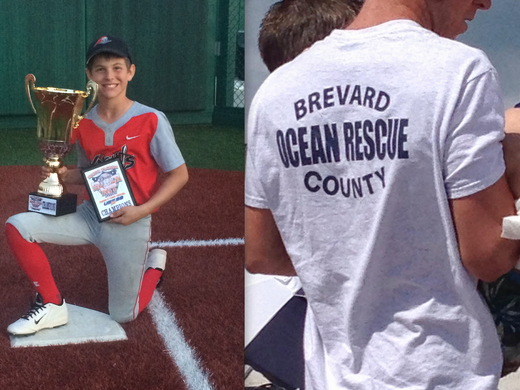 Left: Lucas Vertullo poses in his baseball uniform.