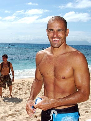 Kelly Slater on the beach in Fiji.Slater, a Cocoa Beach native, has won 55 major titles. He is the most famous surfer in the world.