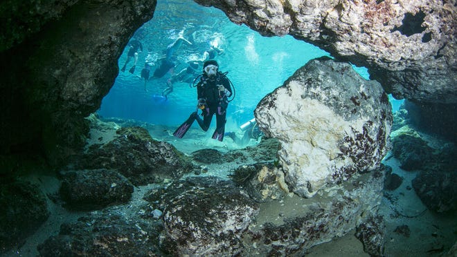 A diver explores a cavern entrance at Ginnie Springs park in High Springs in this 2016 file photo.