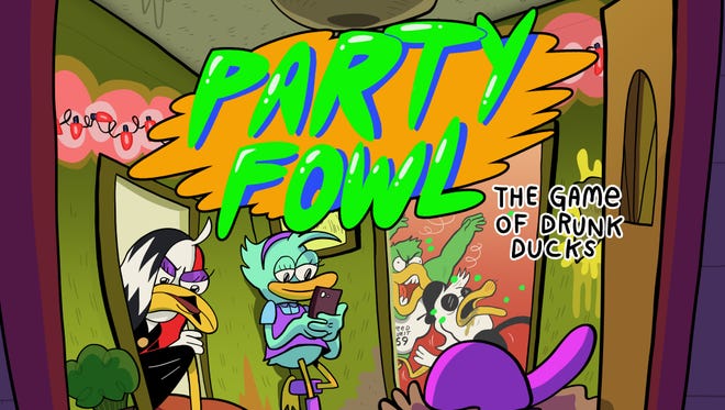 Game box art for Party Fowl, a new board game developed by Springfield tabletop gamers, features creative work by the nationally famous web comic artist KC Green.