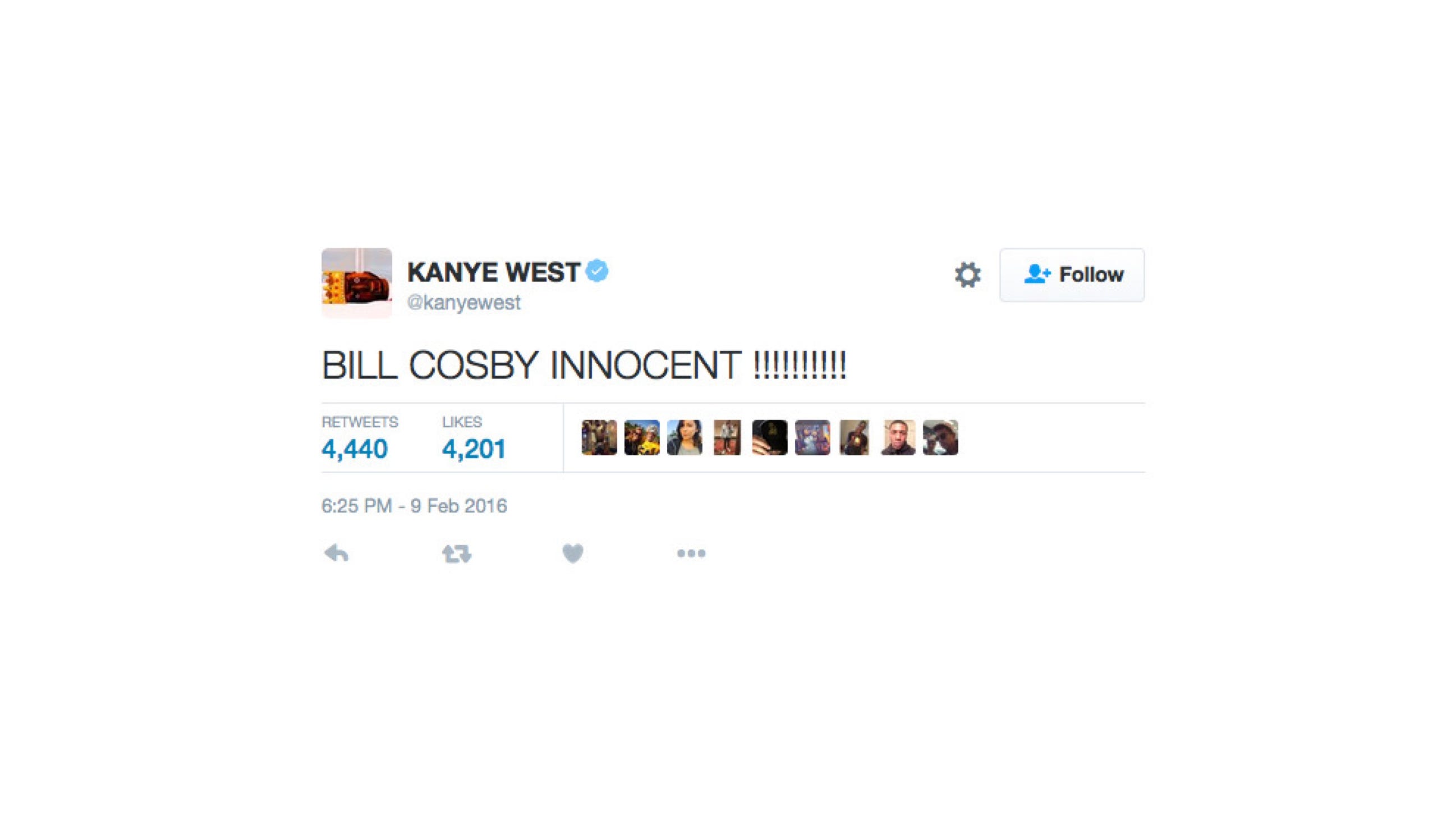 Kanye West says that Bill Cosby is 'innocent'