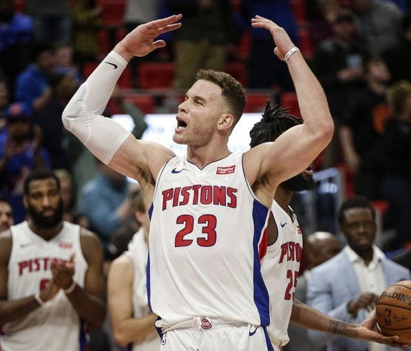Blake Griffin scored a game-high 24 points in his first game with the Pistons.
