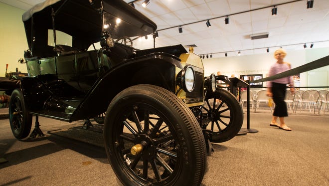 A Model T gifted to Thomas Edison from Henry Ford is on exhibit in the showroom at the Edison and Ford Winter Estates