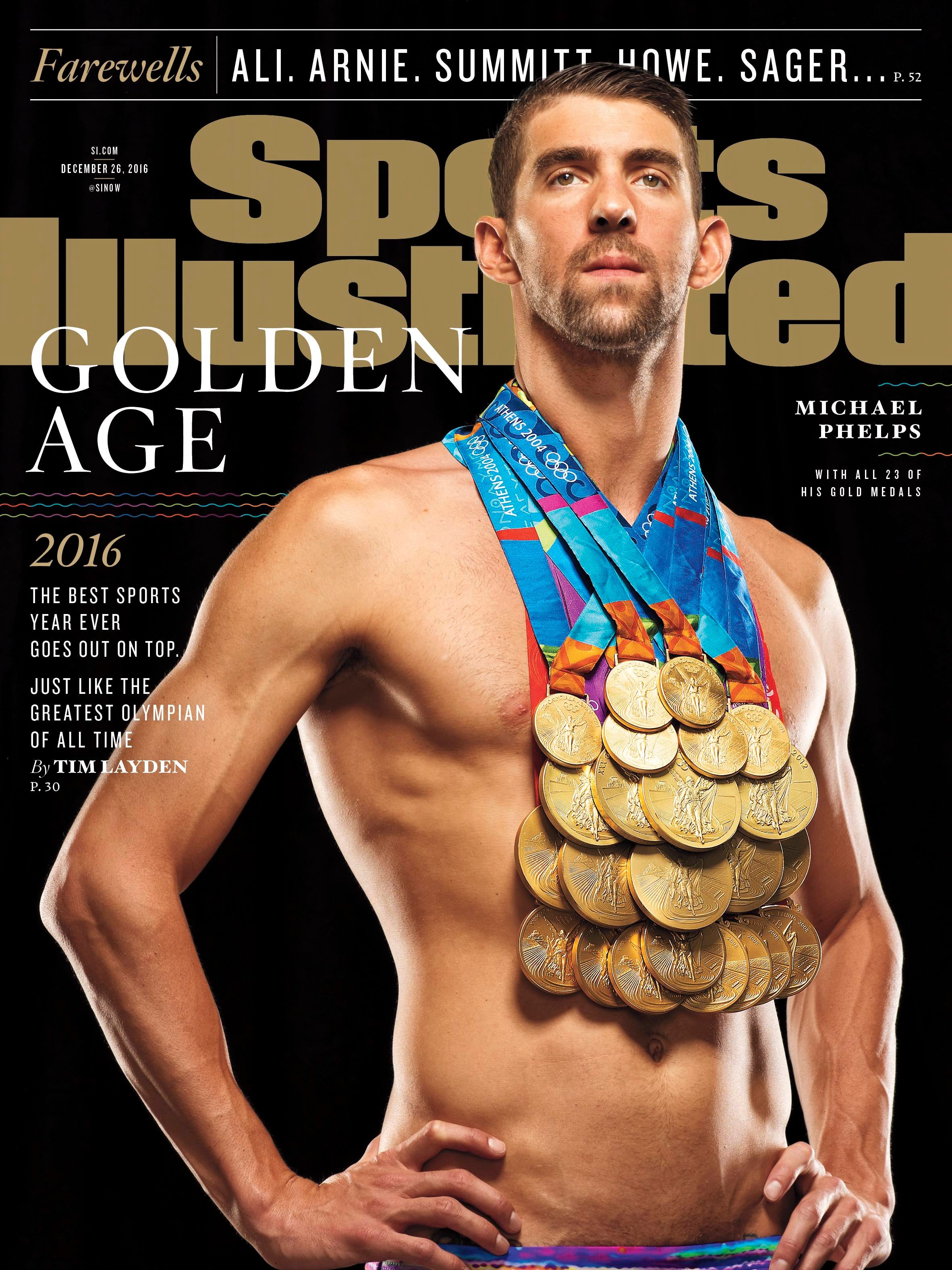 Michael Phelps Poses For Sports Illustrated Cover With All Of His Gold