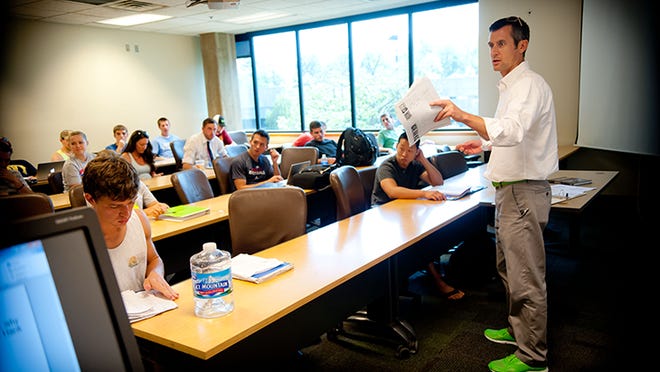 Joe Cobbs teaches his sports business class at NKU.