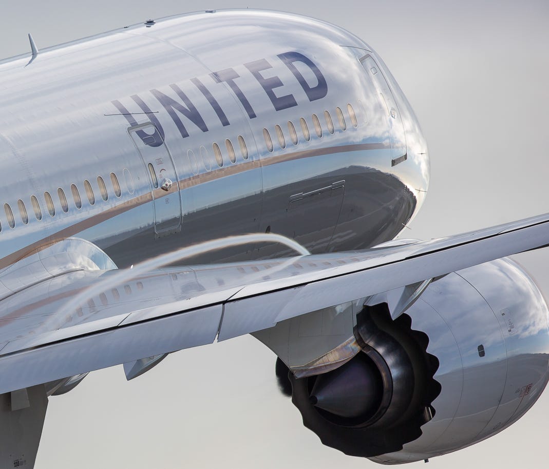 A United Airlines Boeing 787 Dreamliner  takes off from Los Angeles International Airport in March 2017.