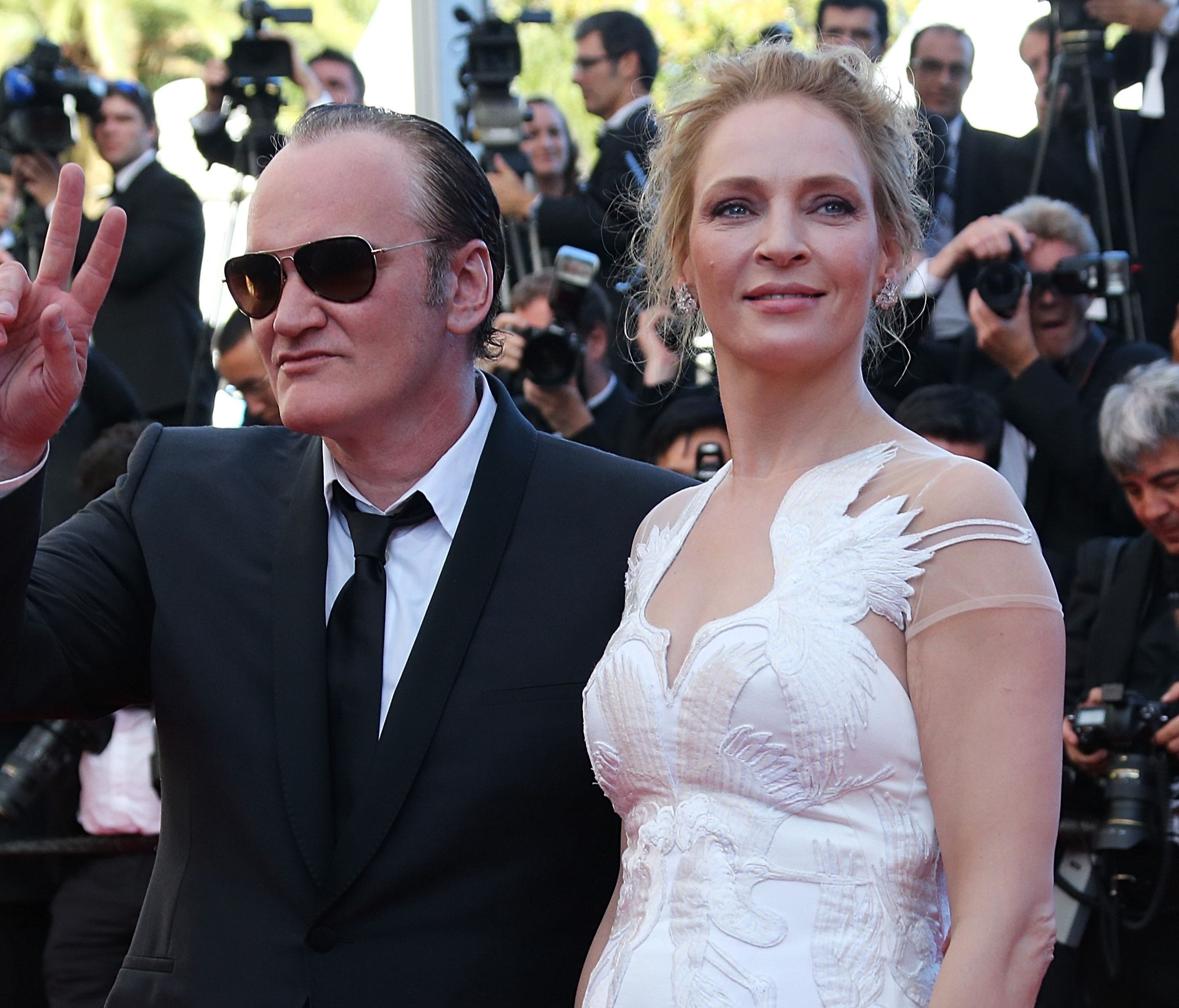 Quentin Tarantino and Uma Thurman in May 2014 at Cannes Film Festival in France.