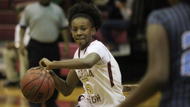 Florida High seventh-grader Tonie Morgan scored a team-high 15 points in a 48-43 win over Cardinal Gibbons on Wednesday afternoon in Lakeland during an FHSAA Class 5A state semifinal. The Seminoles will play in Saturday’s 10 a.m. state championship game.