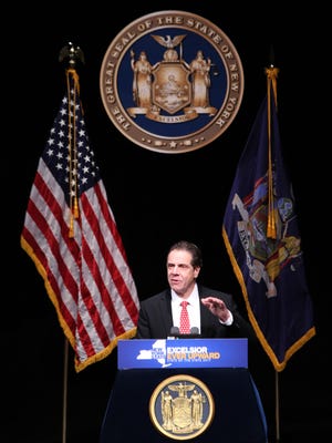 Gov. Andrew Cuomo delivers the State of the State Address for the Mid-Hudson Region at SUNY Purchase on Jan. 10.