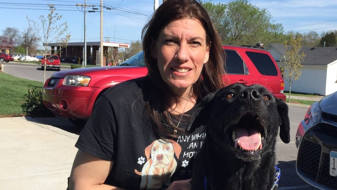Victoria Rosenquist with Jack outside Countryside Animal Hospital in Mt. Juliet.
