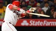 May 15: The Angels' Luis Valbuena (18) breaks his bat