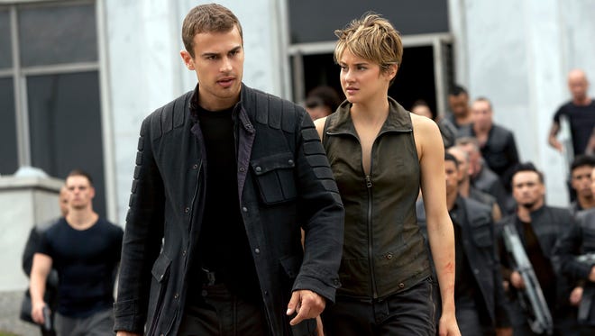 Theo James and Shailene Woodley in a scene from the motion picture "The Divergent Series: Insurgent."