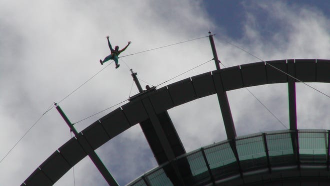 Reader photo - Bud Bowersock jumping off the Sky Tower in Auckland, New Zealand.